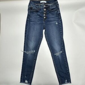 KanCan Women's Size 3/25 High Rise Five Button Fly Skinny Jeans KC8423D Raw Hem‎